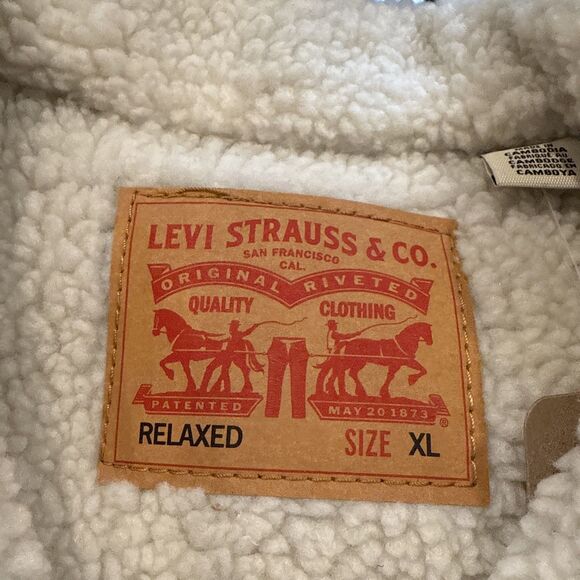 LEVIS A60300003 PLAID GREEN XLARGE SHERPA RELAXED TRUCKER JACKET MENS NWT NEW - Picture 2 of 11